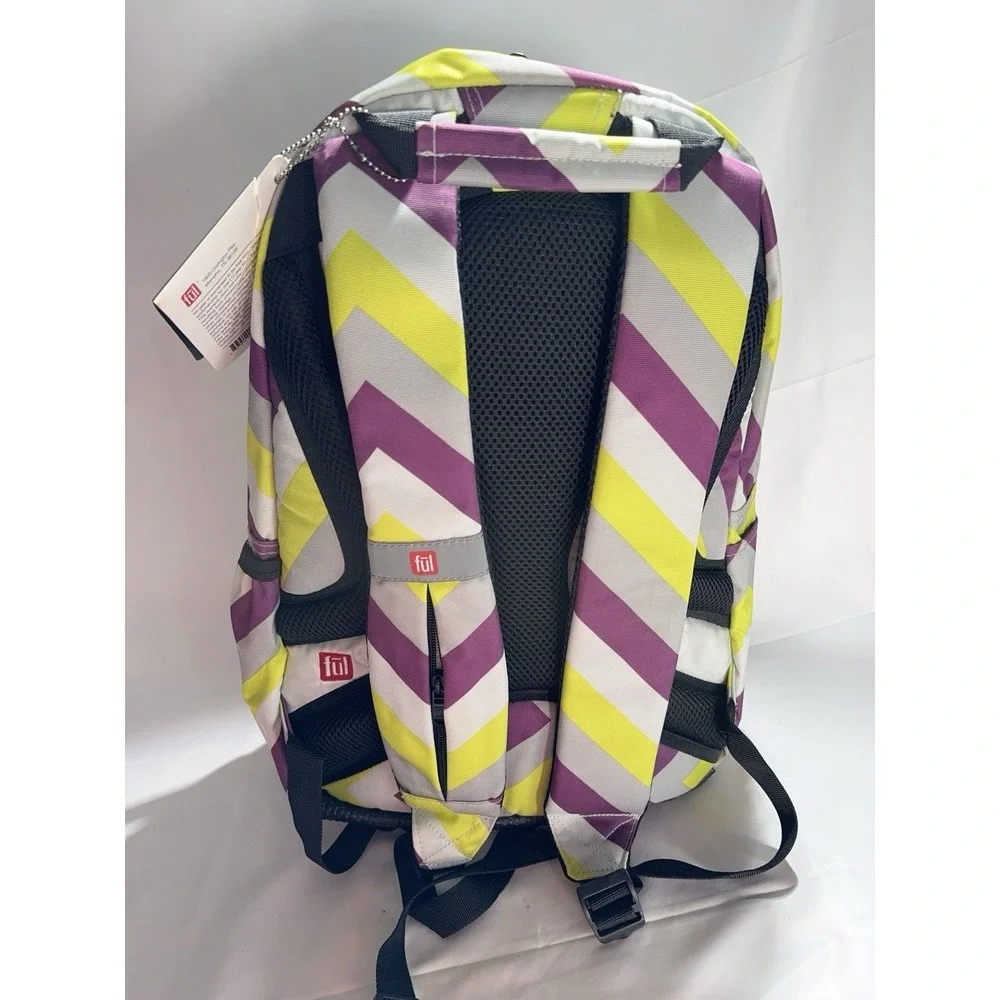 Ful Padded Travel Backpack  Lightweight 18 Inch  Gray‎ Purple Yellow NWT